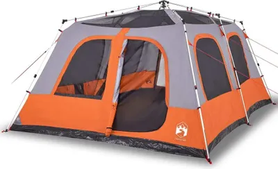 Produktbild von Kuppel-Familienzelt 10 Personen Grau und Orange Quick Release