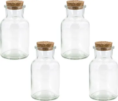 Vorratsgläser Glasflaschen mit Korken 4er Set