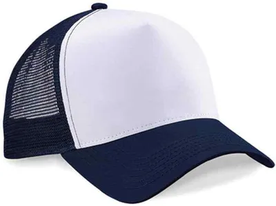 Produktbild von Beechfield Herren Mesh Trucker Baseballkappe RW260 (Einheitsgröße) (Marineblau/Weiß)