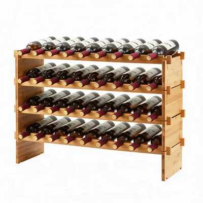 Obrázek produktu pro Věšák na víno, pojímá až 72 lahví, víceúrovňový design, rozměry 84 x 26 x 54 cm