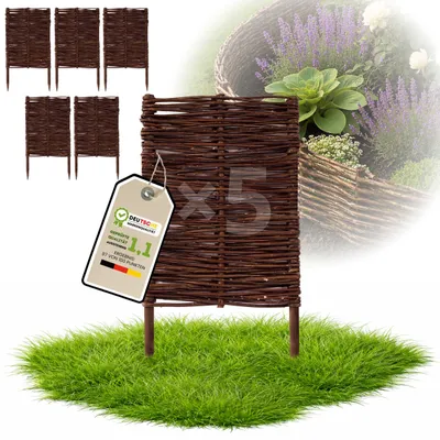 Produktbild von Floranica 5 Stück Beetbegrenzung Weide 60 cm x 30 cm – Rasenkante Weidengeflecht Beeteinfassung, Beetumrandung