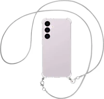 Produktbild von Handykette Backcover-Schutzhülle mit Band (Metall silberfarben) für Samsung Galaxy S24 Plus - silberfarbene Snake-Kette