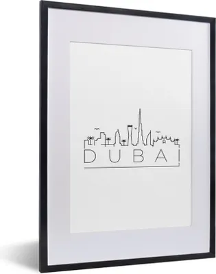 Produktbild von MuchoWow® MuchoWow® Gerahmtes Poster Skyline "Dubai" weiß 30x40 cm - Poster mit zchwarzem Bilderrahmen - Wandposter Schlafzimmer
