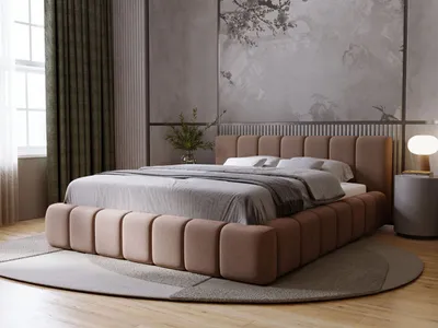 Produktbild von GrainGold Polsterbett Orio 180x200 cm - Bett 180x200, Polsterbett mit Bettkasten mit Lattenrost - Braun (Royal 06)