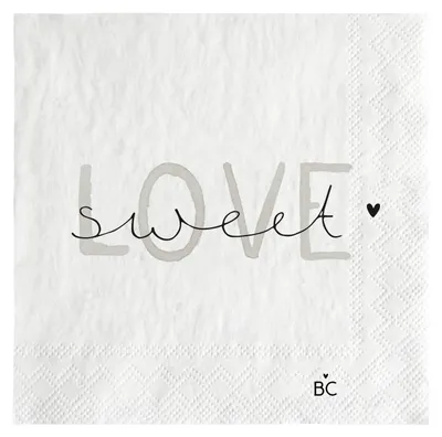 Produktbild von Servietten Sweet Love weiß schwarz 25x25cm Papier Bastion Collections