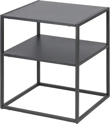 Productafbeelding van Famanu nachtkastje met opbergruimte - Afmetingen: breedte 45 cm, hoogte 50,5 cm, diepte 40 cm - Zwart metaal
