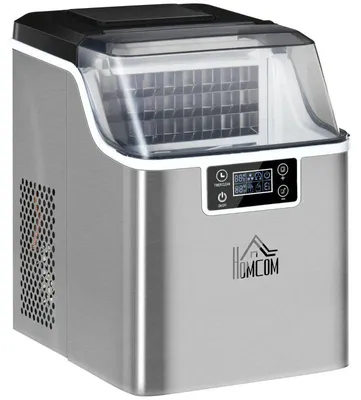Imagen del producto de Máquina de hielo, capacidad de 20 kg por día, con función de autolimpieza | Color: Plata | Dimensiones: 36 x 25,2 x 37,1 cm