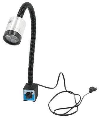 Image de Lampe de machine - Lampe de travail pour tour - 6 W, 110–220 V CA - Long col de cygne flexible - Socle magnétique - Noir