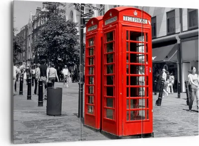 Produktbild von Bild auf Leinwand - Leinwandbild - Großbritannien London Telefon Straße - 165x110cm - Wand Bild - Wanddeko - Leinwanddruck - Bilder - Kunstdruck - Leinwand bilder - Wandkunst - CE165x110-0364