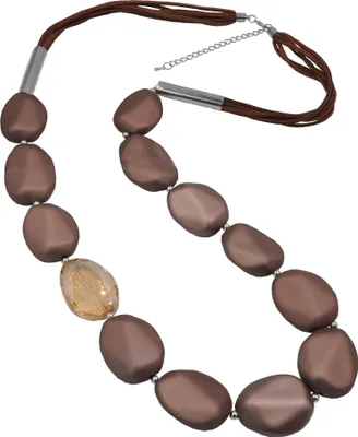 Produktbild von Steuer Modeschmuck Kette Metall 97cm braun Glasstein braun 445050104