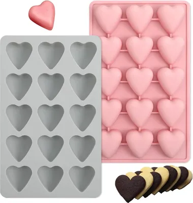 Produktbild von 2 Stück Silikonformen - Schokoladenherz Silikonform - Herzförmige Formen - Pralinen - Backen - Käsekuchen - Mousse - Schokolade