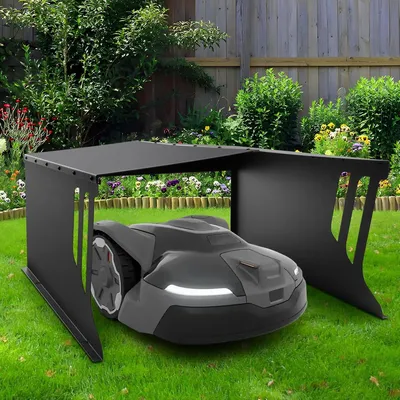 Produktbild von Stahl Mähroboter Garage, Sonnen- und Regenschutz, Rostfrei, Dach Carport Überdachung Unterstand für Rasenmäher Rasenroboter, 78x61x31cm