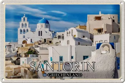 Produktbild von Blechschild Reise 30x20cm Santorin Griechenland Pyrgos Dorf
