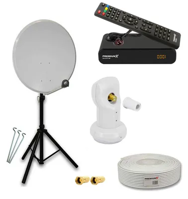 Produktbild von PremiumX SAT Anlage 80cm Antenne Aluminium Single LNB Kabel Stativ Receiver