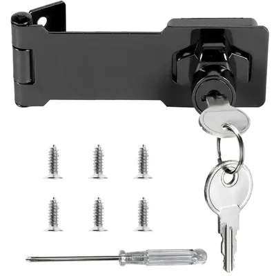 Obrázek produktu pro Zámek do skříně, překlapávací, uzamykatelný klíčem, 100 mm, černý, zinková slitina