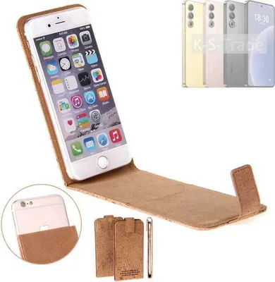 Produktbild von K-S-Trade Handyhülle kompatibel mit Meizu 20 Kork Hülle Flipstyle Case Schutzhülle Kork Case Hülle Flip cover Klapphülle Klapp, braun 1x