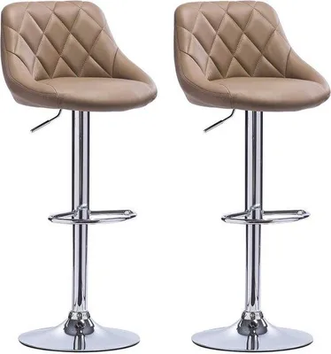 Image de Tabouret de bar ergonomique avec dossier, beige, réglable en hauteur, lot de 2