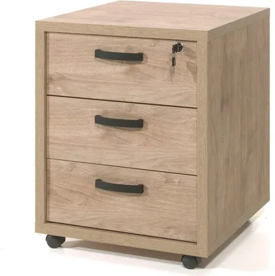Image de Commode de bureau, 3 tiroirs, couleur chêne doré, collection DEPÉ