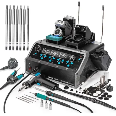 Obrázok produktu pre Multifunkčná mikrospájkovacia stanica 5 v 1 s funkciami pre teplovzdušné opravy a odstraňovanie pájky, 500 W