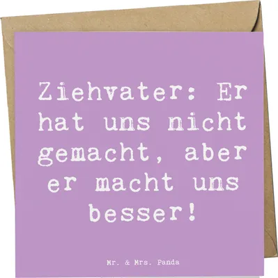 Produktbild von Mr. & Mrs. Panda Grußkarte Spruch Ziehvater Liebe - Lavendeltraum - Geschenk, Stiefvater, anlasskarte, handgemacht, Erzieher, Adoptivvater, faltkarte, Klappkarte, Freude