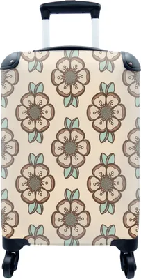 Produktbild von MuchoWow® MuchoWow® Koffer Handgepäck Trolley Rollkoffer Kleine Reisekoffer mit 4 Rollen - Retro - Blumen - Design - Cabin Size < 55x40x23 cm & 55x40x20 cm - Fotokoffer - Kabinenkoffer - Boardgepäck -
