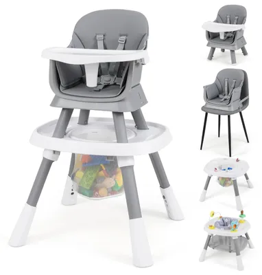 Image de Chaise haute 16 en 1 - Chaise haute et rehausseur - Table à jeux - Plateau de construction - Chaise pour enfant - Gris