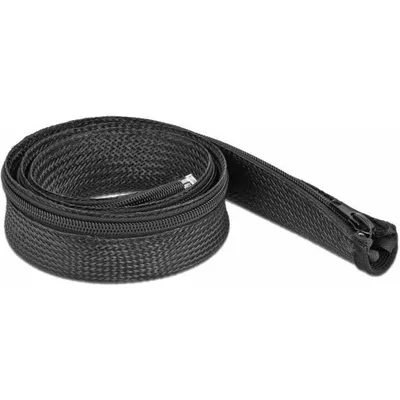 Produktbild von DeLOCK Geflechtschlauch mit Reißverschluss hitzebeständig 1 m x 30 mm schwarz, Schwarz, Polyester, -50 - 150 °C, 1 Stück(e), China, 3 cm
