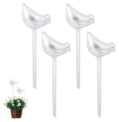 Produktbild von 4 Stück Automatisches Bewässerungsset, Tropfer in Vogelgestalt, Selbstbewässerung, PVC, für Zimmerpflanzen und Gartenblumen (Transparent)
