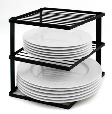 Eck-Plattenregal, 3-stufig, 25x25x19 cm, schwarz