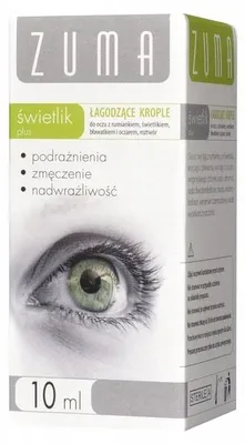 Krople do oczu Zuma Świetlik Plus 10ml roztwór wyciąg z rumianku łagodzące