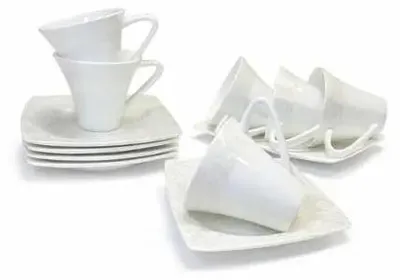 Produktbild von Bricard Cannes Espressoset 12-teilig aus Keramik, weiß