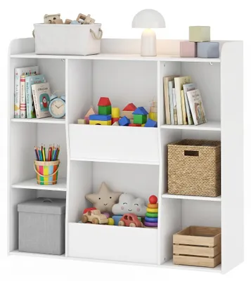 Produktbild von Kinderaufbewahrungseinheit, Kinderbš¹cherregal mit 8 F?chern und Ablagefach oben, 104 x 29 x 101,5 cm, wei?