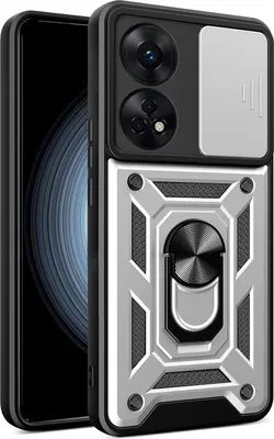 Produktbild von Hülle für Oppo Reno8 T 4G mit Ring Ständer Halter Dia Kameraschutz TPU PC Hybrid Handyhülle Silber