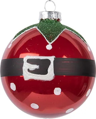 Image de Clayre & Eef Boule de Noël Ø 8x8 cm Rouge Verre Père Noël