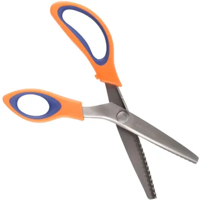 Zackenschere 9,5 Zoll, rostfreier Stahl, Orange & Blau, 1 Paar