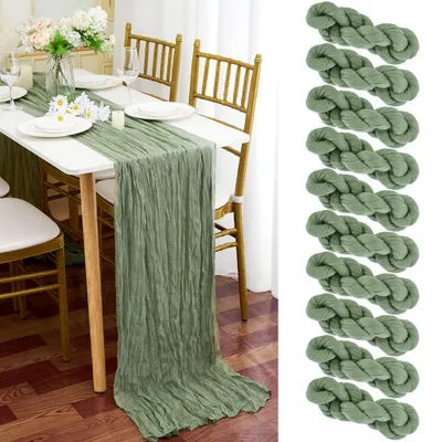 Obrázek produktu pro Gázový ubrousek, barva salbeigrün (světlě zelená), rozměry 90 x 300 cm, balení 10 kusů, vhodný jako látka na ubrus