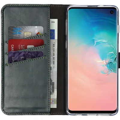 Immagine prodotto di Custodia a libro in vera pelle Selencia per Samsung Galaxy S10 - Verde