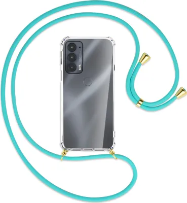 Produktbild von Handykette Backcover-Schutzhülle mit Band (Metall goldfarben) für Motorola Edge 20 - türkis