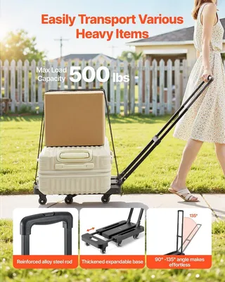 Produktbild von Klappbarer Handwagen 500 lbs Plattformwagen Dolly Transportwagen für Umzüge