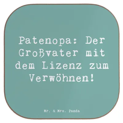 Produktbild von Mr. & Mrs. Panda Untersetzer für Gläser Spruch Patenopa Verwöhnung - Meeresbrise - Geschenk, Tassenuntersetzer, Coaster, gläseruntersetzer, Holzuntersetzer, Taufpate, Opa