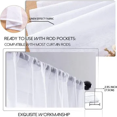 Productafbeelding van Famanu Vitrage: Hoogwaardige voile gordijnen – 137 x 140 cm, set van 2