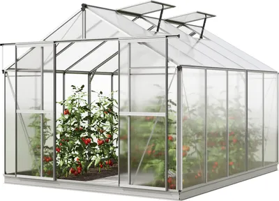 Obrázek produktu pro GFP skleník Orchidee 5 hliníkový rám 256 x 317 cm polykarbonátové desky - se základovým rámem a autom. otevíráním oken