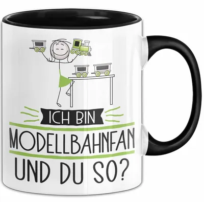 Produktbild von Modellbahnfan Tasse Geschenk Ich Bin Modellbahnfan Und Du So Geschenkidee Lustiger Spruch Becher (Schwarz)