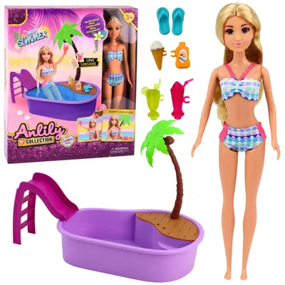 Productafbeelding van Anlily pop in de zwembadglijbaan Palmboom strandaccessoireset
