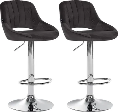 Produktbild von 2er Set Barhocker Milet Samt C schwarz