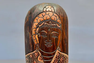 Produktbild von Handgefertigte Holz-Wandmaske mit Buddha – 50 oder 100 cm, Grösse:ca. 50 cm