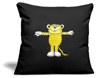 Produktbild von Spreadshirt Janosch Tiger Pose Kissenbezug 45x45 cm, One size, Schwarz