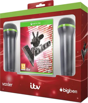 The product is a boxed set of The Voice game for Xbox One, including two microphones.