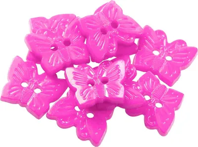 Produktbild von 10 x Kinderknopf Schmetterling 16x13mm 2-Loch-Knopf Kunststoff, freie Farbwahl, Farbe:lila