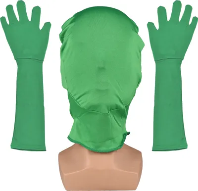 Produktbild von Gruene Chroma-Key-Maskenhandschuhe, Chromakey-Haube, Handschuh, unsichtbare Effekte, Hintergrund, Chroma-Keying, gruene Handschuhe, Maske fuer Green-Screen-Fotografie, Foto, Video